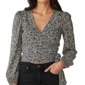 Japna Long Sleeve Crop Side Waist Knot Tie Too Size XS NWOT